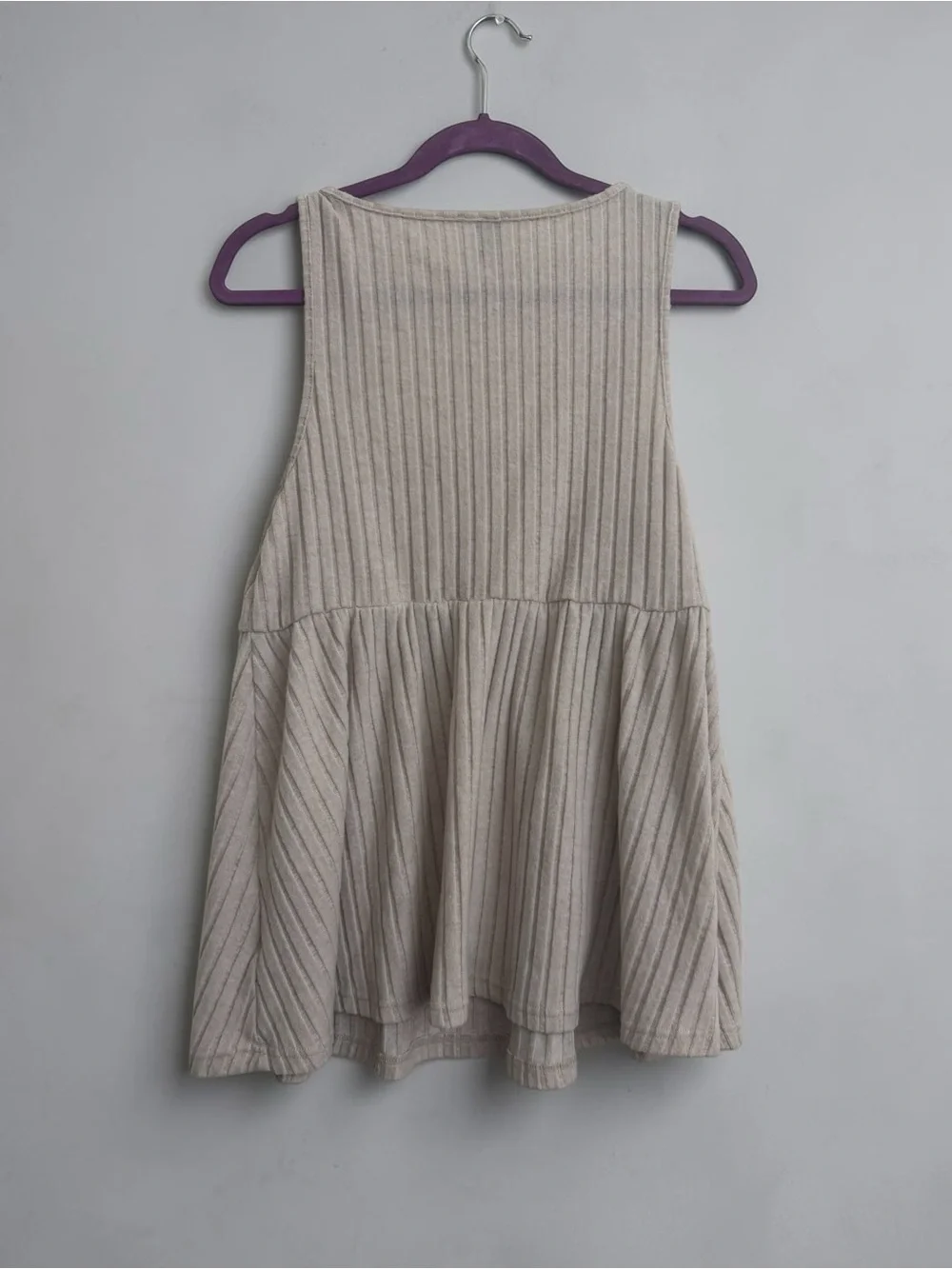 SHEIN Cream Ribbed Button Front Swing Tank - Picture 6 of 7